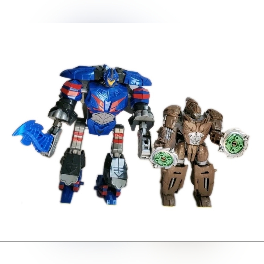 Dinosaur Transforming Toys Dino Rhino Converter Robots Figures Lot of 2